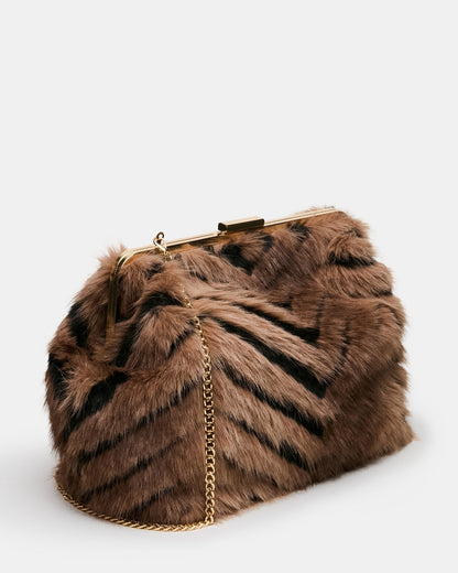 SEFINA FAUX FUR BAG BLACK/TAN