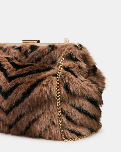 SEFINA FAUX FUR BAG BLACK/TAN