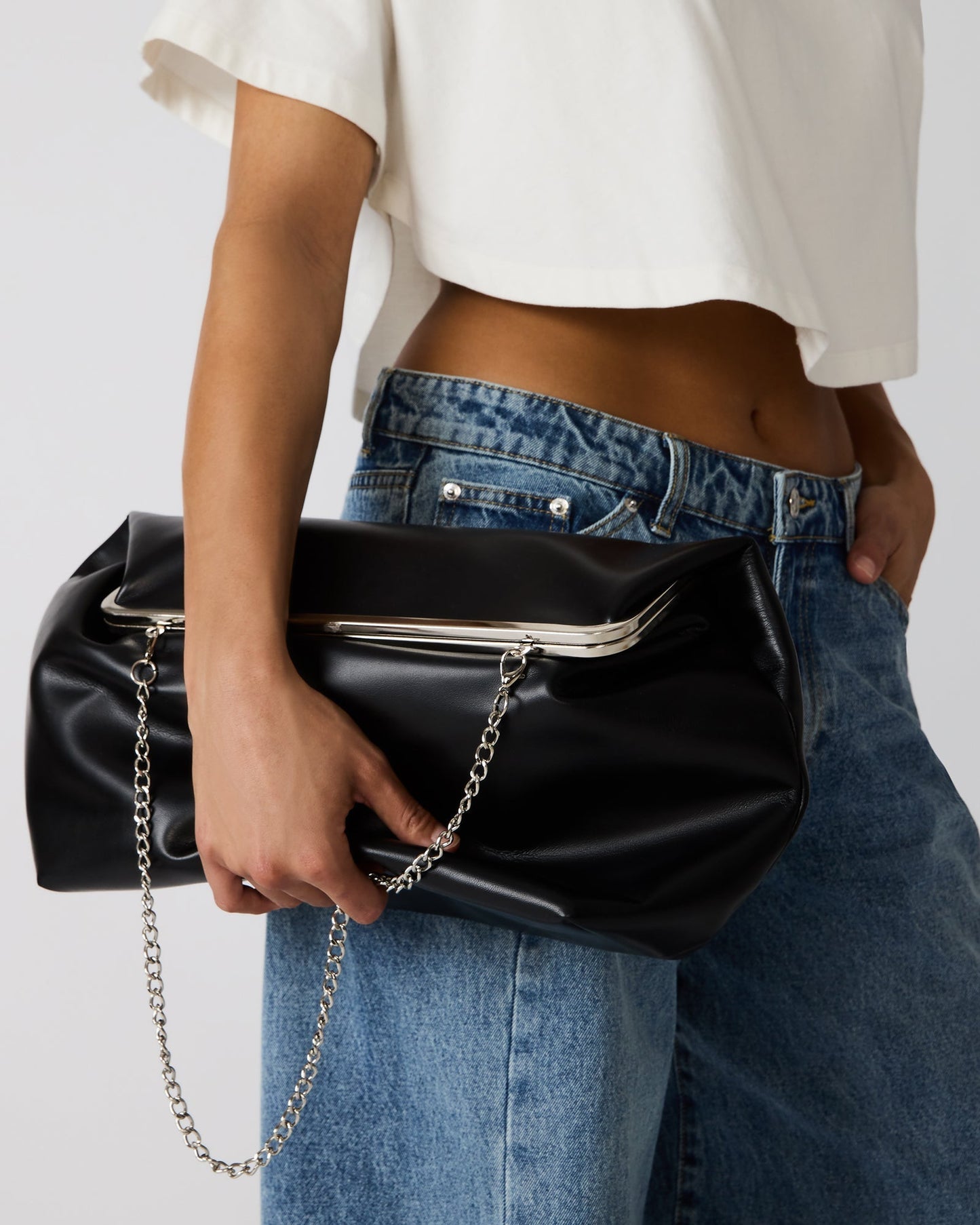 SEFINA FAUX FUR BAG BLACK/TAN