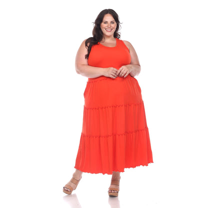 Scoop Neck Tiered Midi Dress - Plus