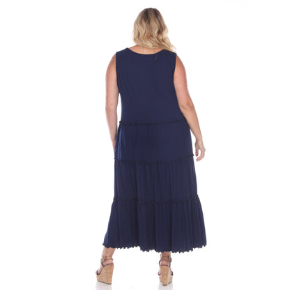 Scoop Neck Tiered Midi Dress - Plus