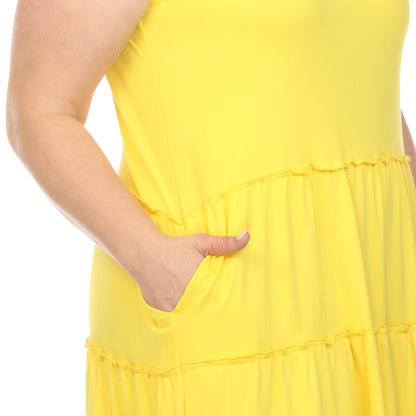 Scoop Neck Tiered Midi Dress - Plus