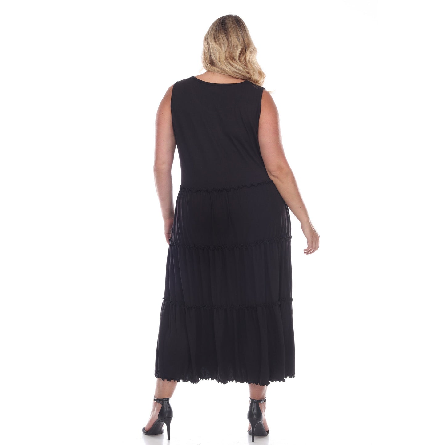 Scoop Neck Tiered Midi Dress - Plus