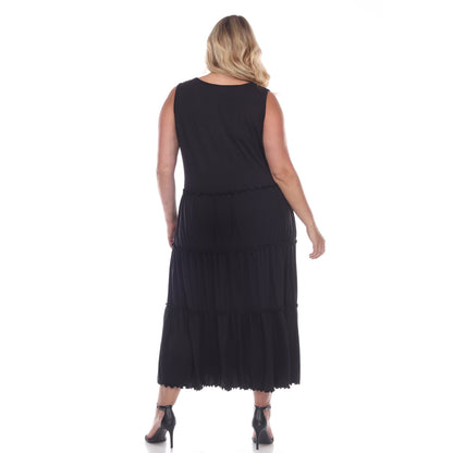 Scoop Neck Tiered Midi Dress - Plus