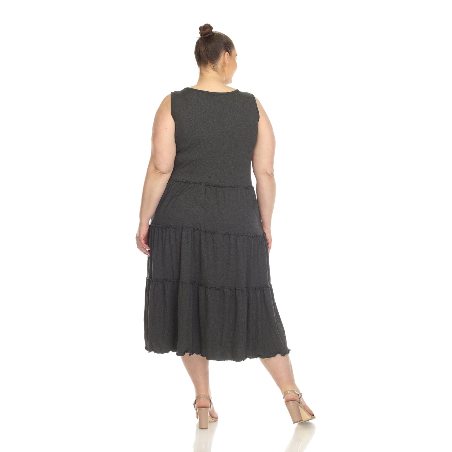 Scoop Neck Tiered Midi Dress - Plus