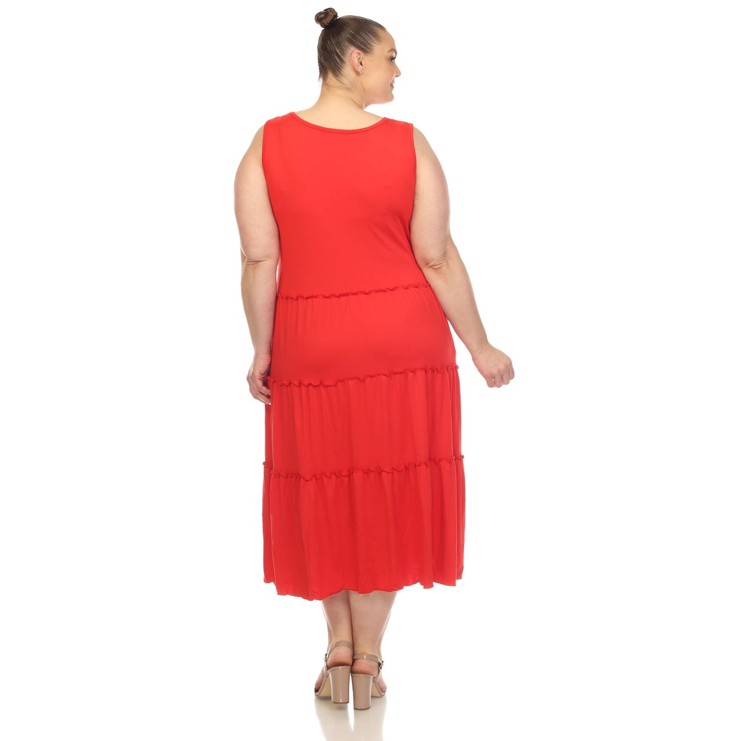 Scoop Neck Tiered Midi Dress - Plus