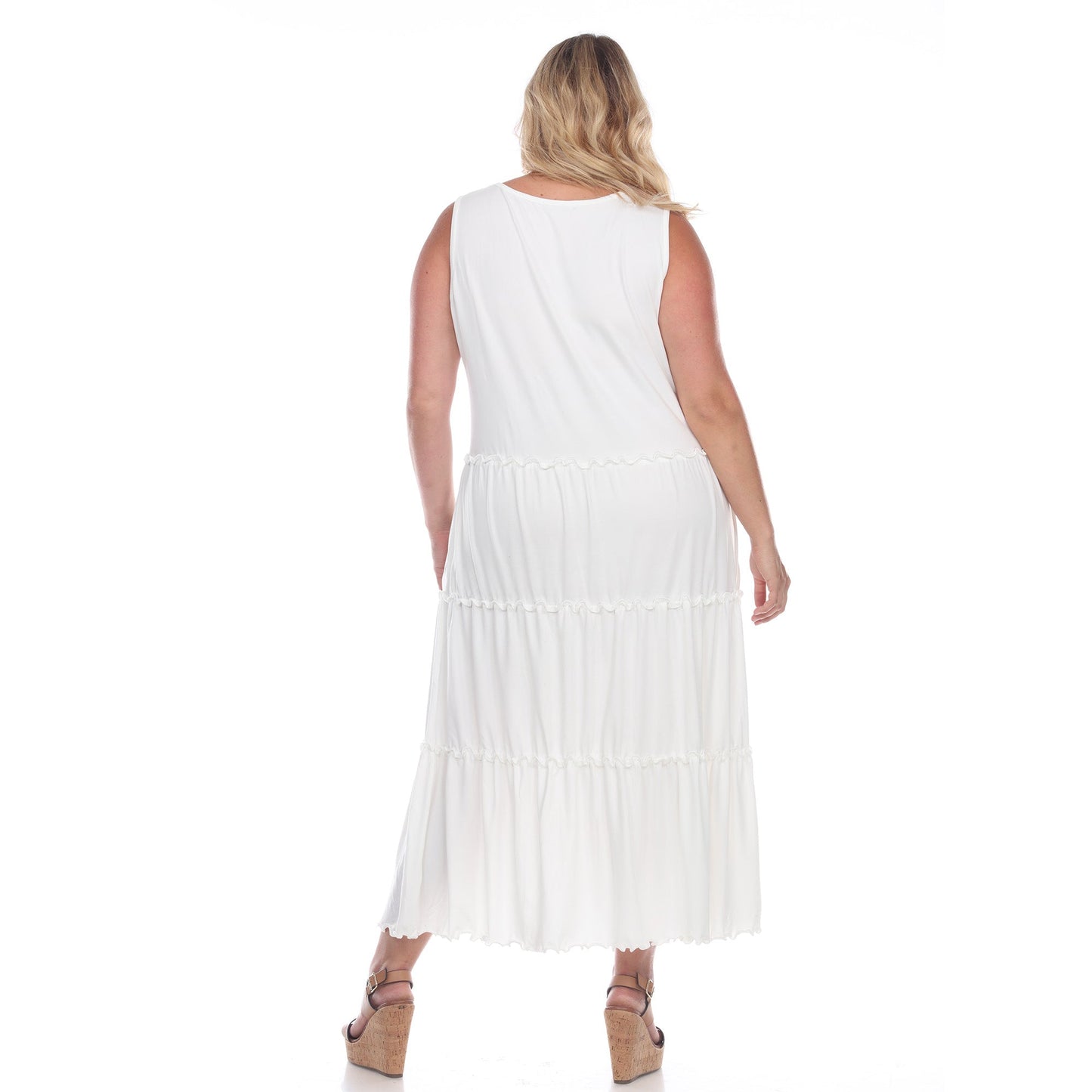 Scoop Neck Tiered Midi Dress - Plus