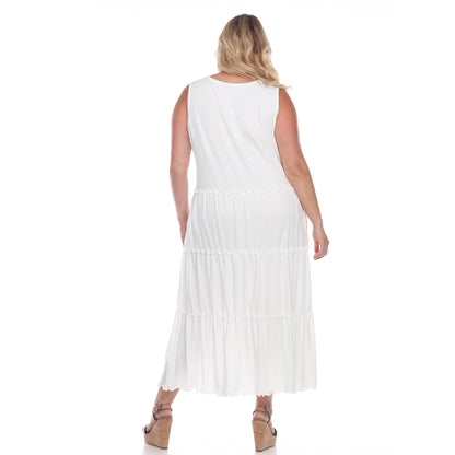 Scoop Neck Tiered Midi Dress - Plus
