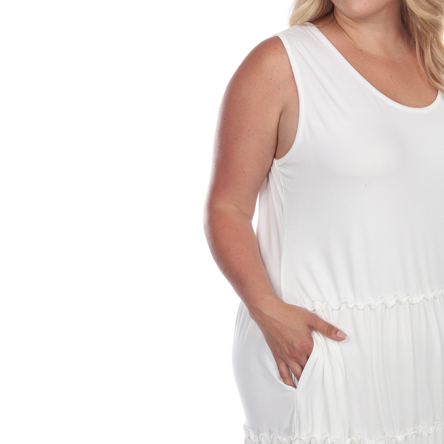 Scoop Neck Tiered Midi Dress - Plus