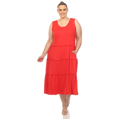 Scoop Neck Tiered Midi Dress - Plus
