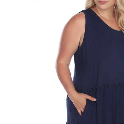 Scoop Neck Tiered Midi Dress - Plus