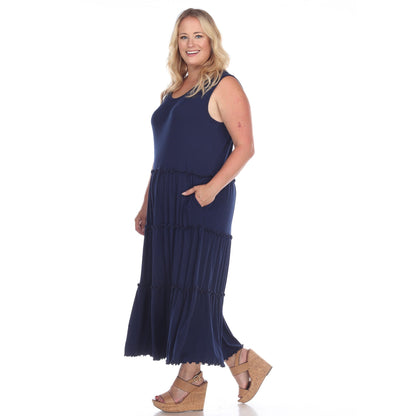 Scoop Neck Tiered Midi Dress - Plus