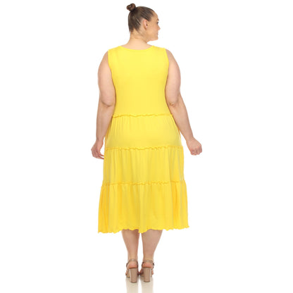 Scoop Neck Tiered Midi Dress - Plus