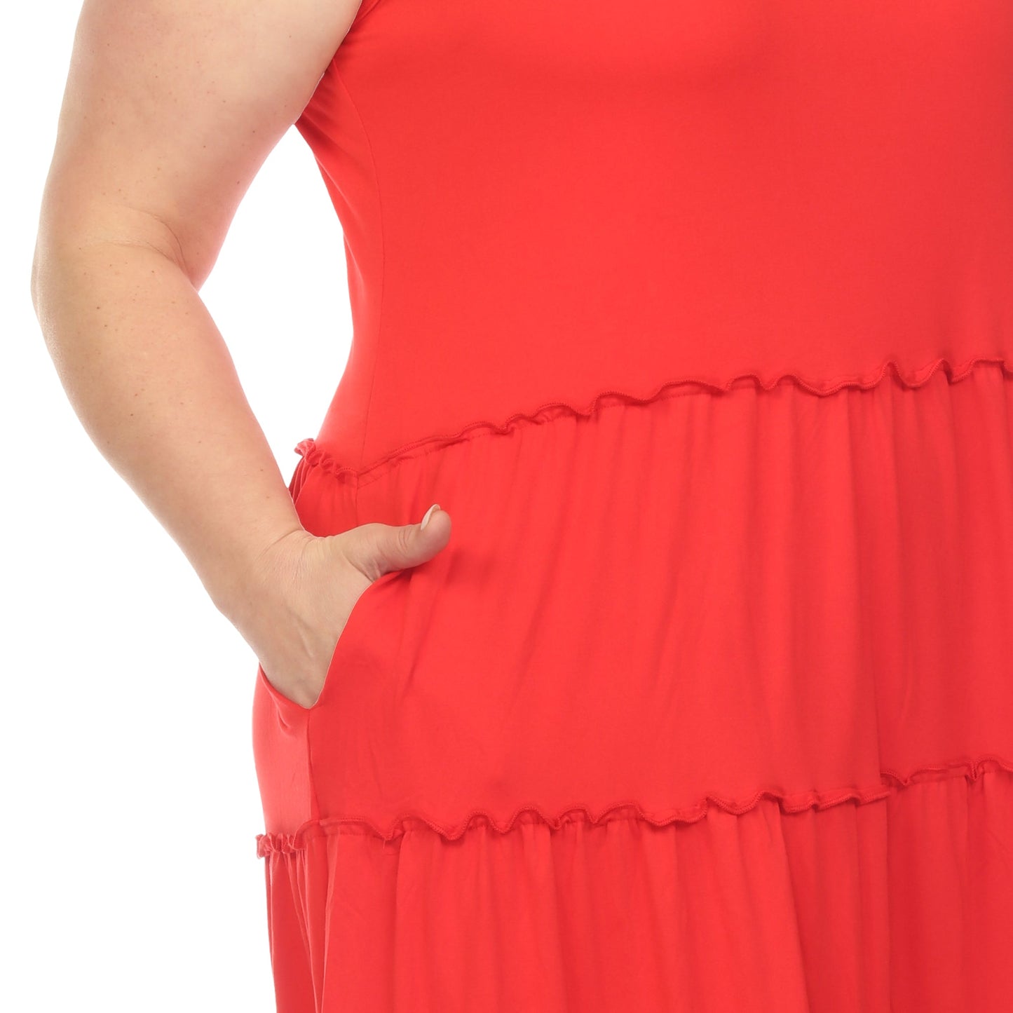 Scoop Neck Tiered Midi Dress - Plus