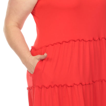 Scoop Neck Tiered Midi Dress - Plus